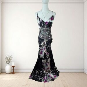 vintage beaded corset gown y2k embellished prom dress rhinestone fairy